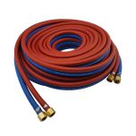 6mm Red Blue twin hose, 15m long and Harris quality fittings/tagged