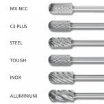 Cylindrical Radius Burrs WRC 1/4" Shank - Tungsten Carbide
