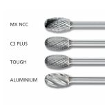 Oval Shape Burrs TRE 1/4" Shank - Tungsten Carbide