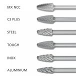 Tree Radius Burrs RBF 1/4" Shank - Tungsten Carbide