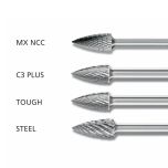 Pointed Tree Burrs SPG 1/4" Shank - Tungsten Carbide