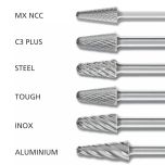 Cone Radius End Burrs KEL 1/4" Shank - Tungsten Carbide