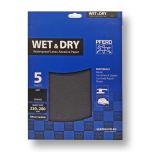 5 Pack Abrasive Sheets Wet & Dry - Silicon Carbide 230 x 280mm - Various Grits