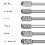 Cylindrical Radius Burrs WRC 1/4" Shank - Tungsten Carbide