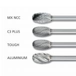 Oval Shape Burrs TRE 1/4" Shank - Tungsten Carbide