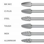 Tree Radius Burrs RBF 1/4" Shank - Tungsten Carbide