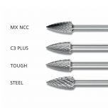 Pointed Tree Burrs SPG 1/4" Shank - Tungsten Carbide