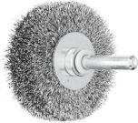 Shaft Mounted Wheel Brushes RBU - Crimped STEEL Wire - 6mm Shaft - Various Sizes